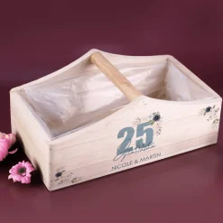 Pflanzkorb zur silbernen Hochzeit mit Namen