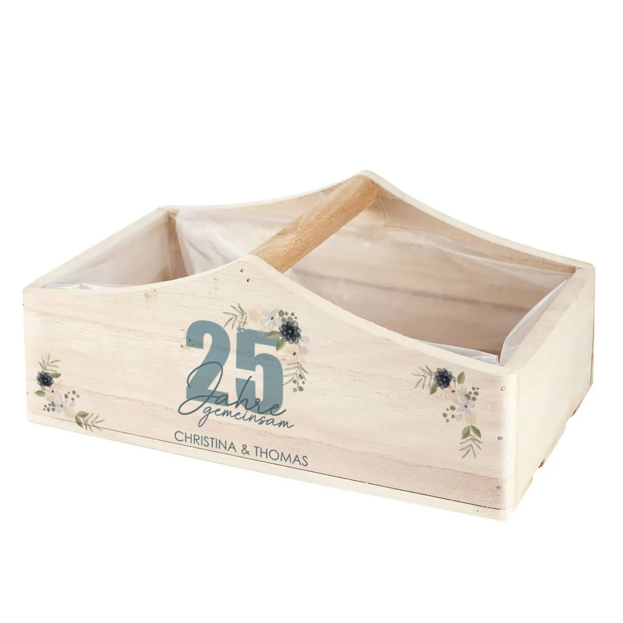 Pflanzkorb zur silbernen Hochzeit mit Namen