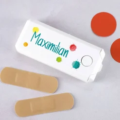Pflasterbox für den Schulranzen mit Namensaufdruck