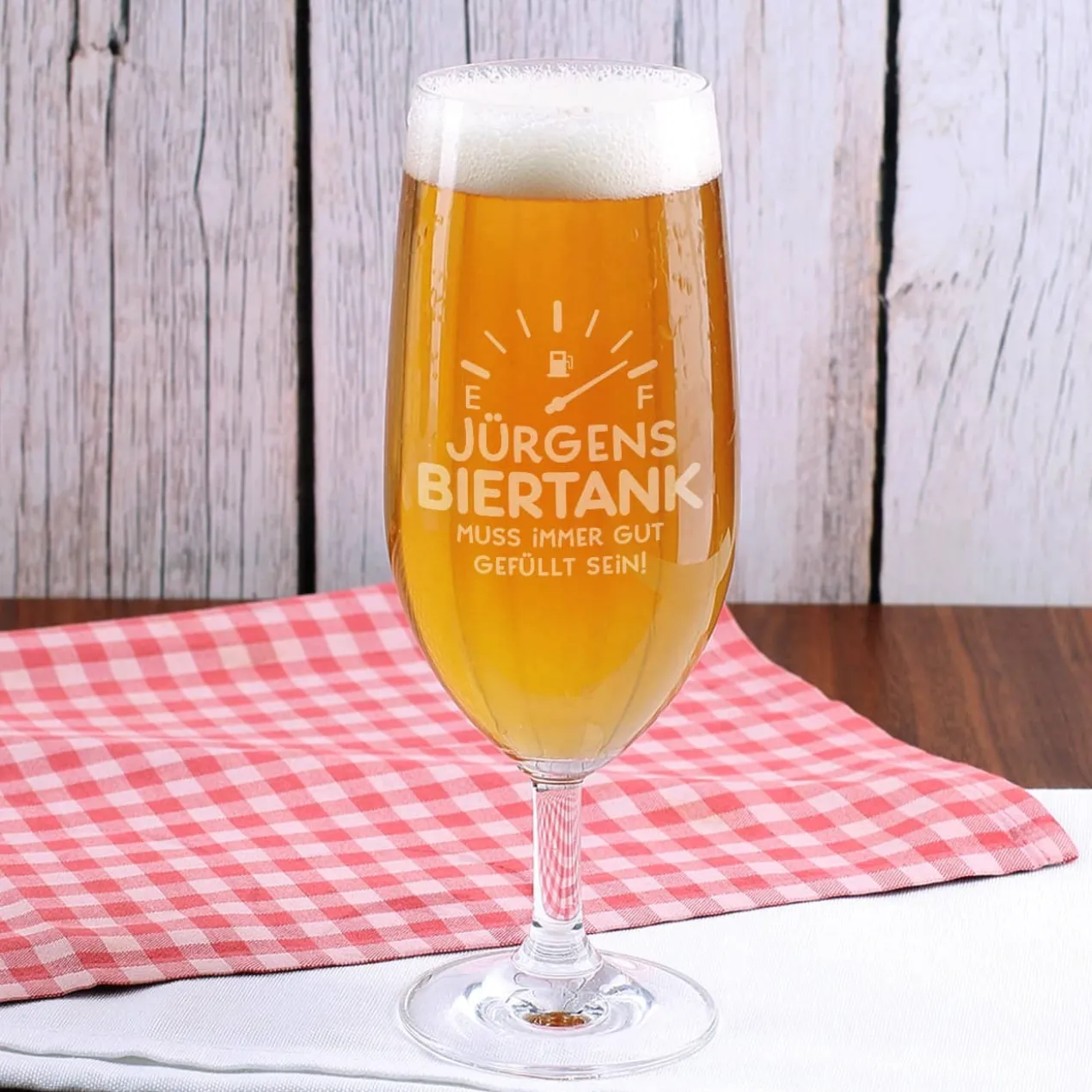 Pilsglas "Biertank" mit Namensgravur