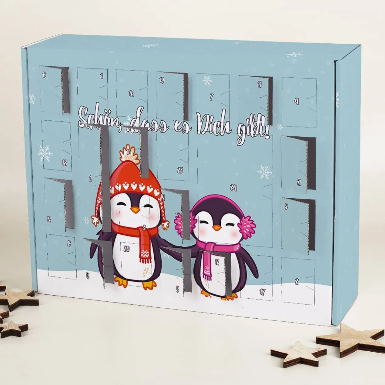 Pinguin Adventskalender zum selber Füllen mit Wunschtext