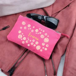 Pinkes Beautycase mit Namensaufdruck