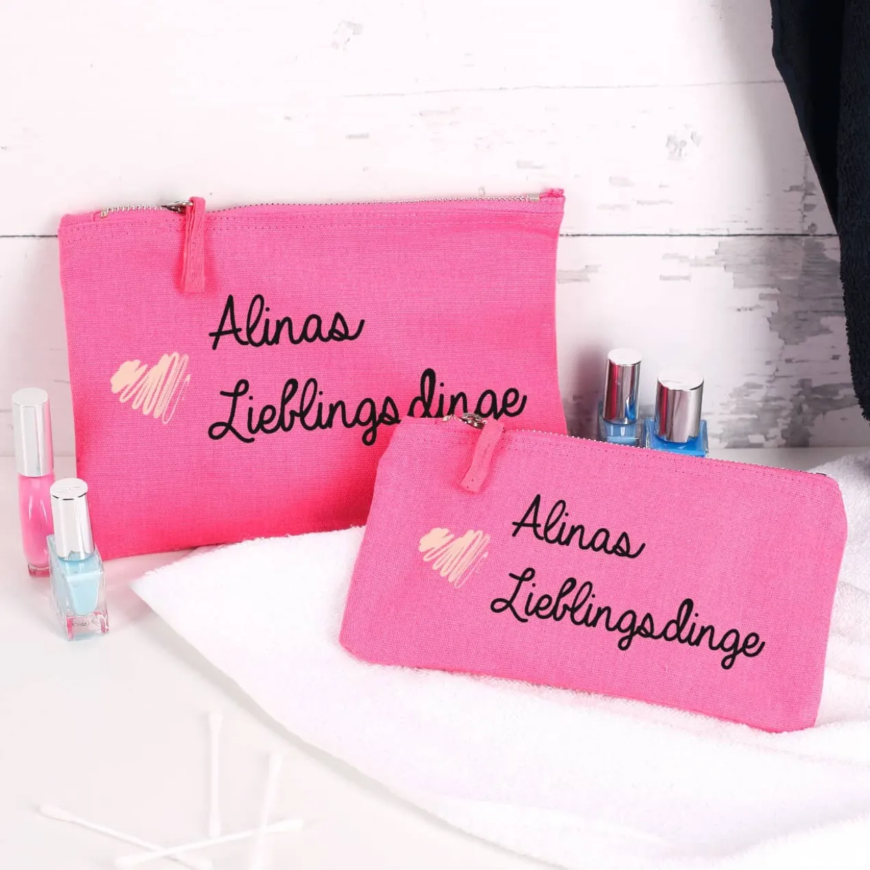 Pinke Tasche Lieblingsdinge mit Namensaufdruck