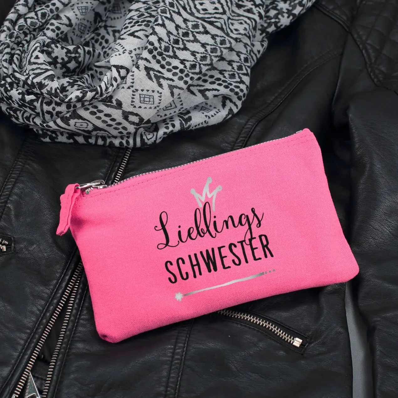 Pinke Tasche mit Aufdruck Lieblings...