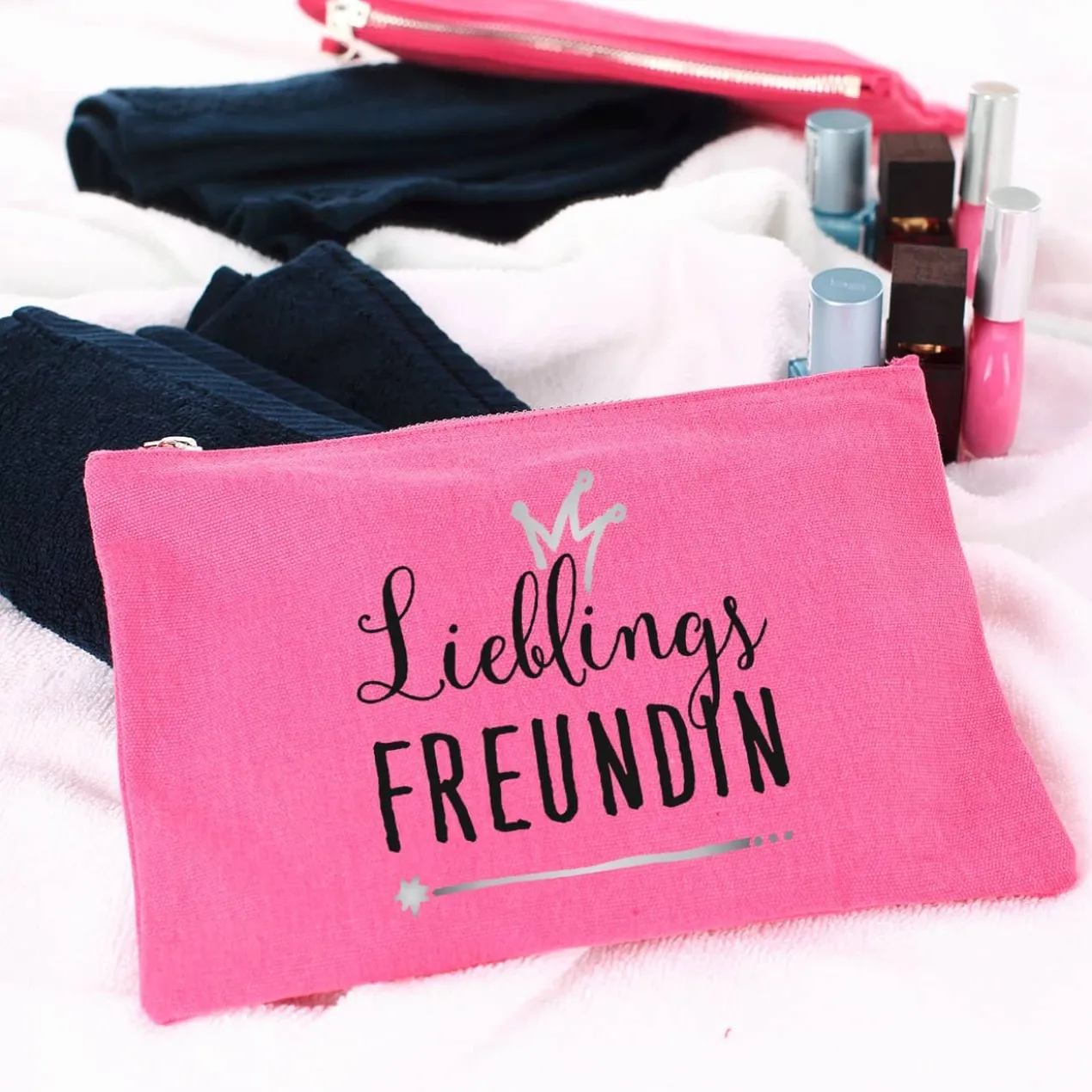 Pinke Tasche mit Aufdruck Lieblings...