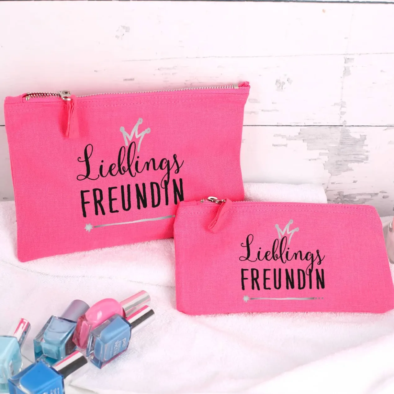 Pinke Tasche mit Aufdruck Lieblings...