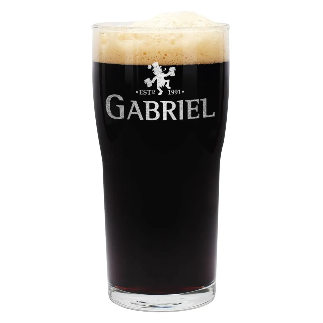 Pint Bierglas für irisches Bier mit Wunschnamen und Jahr