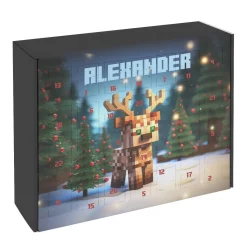 Pixel Art Adventskalender mit Rentiermotiv und Wunschtext