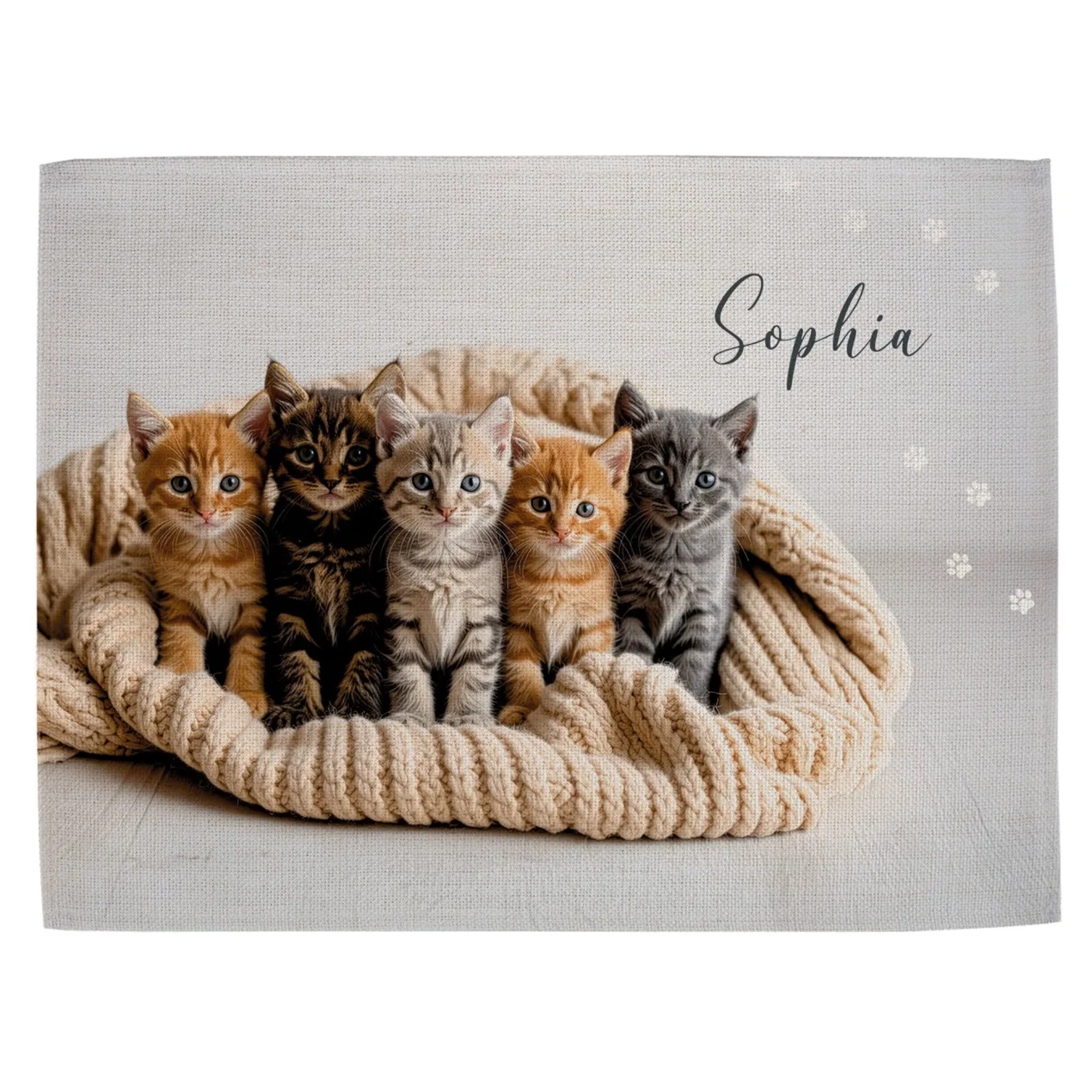 Platzdeckchen mit Katzenbabys und Name personalisiert für Kinder zur Einschulung, Kita & Geburtstag
