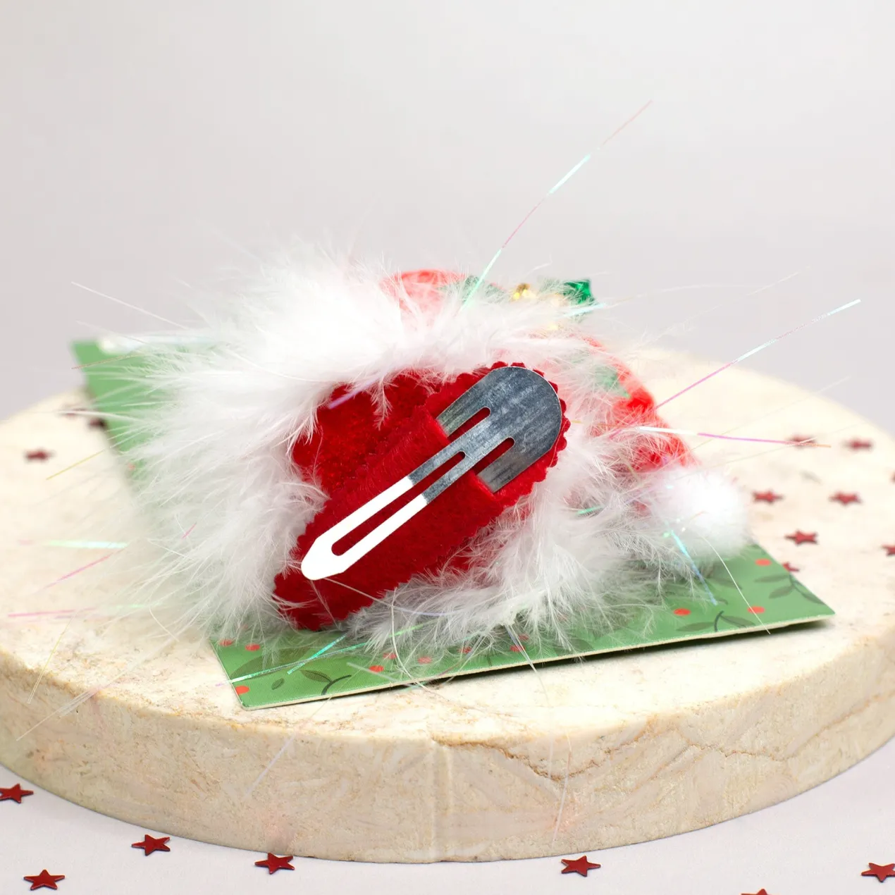 Plüsch-Haarclip Weihnachtsmütze
