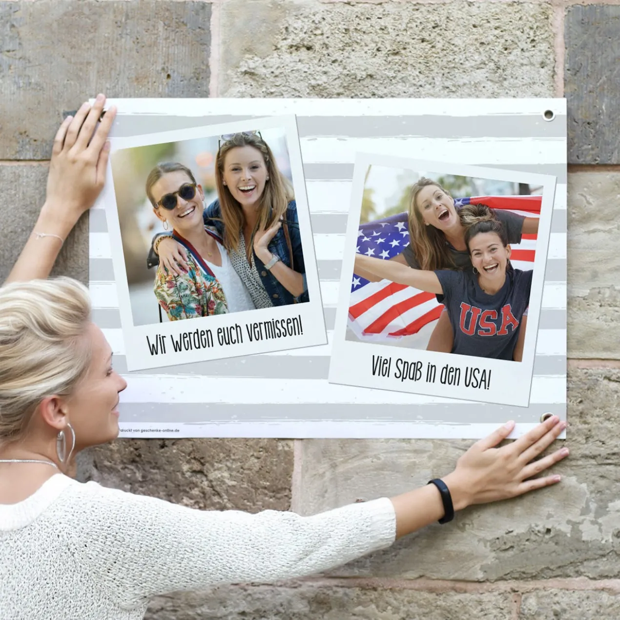 Polaroid-Banner 70x50cm mit zwei Fotos und Ihren Wunschtexten