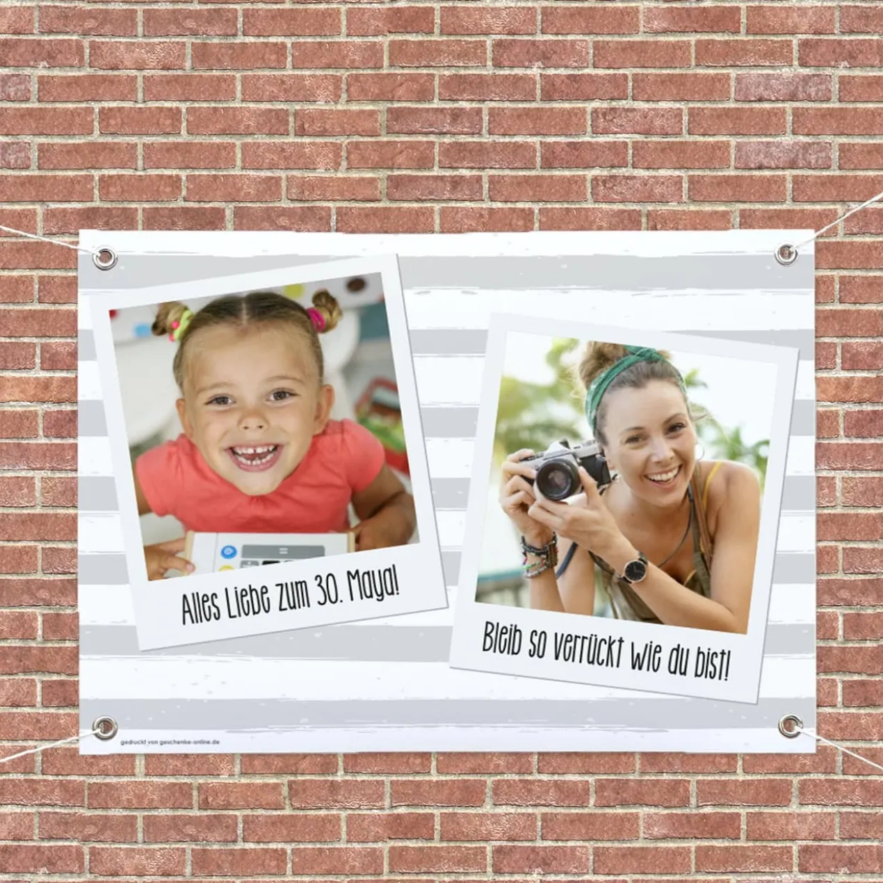 Polaroid-Banner 70x50cm mit zwei Fotos und Ihren Wunschtexten