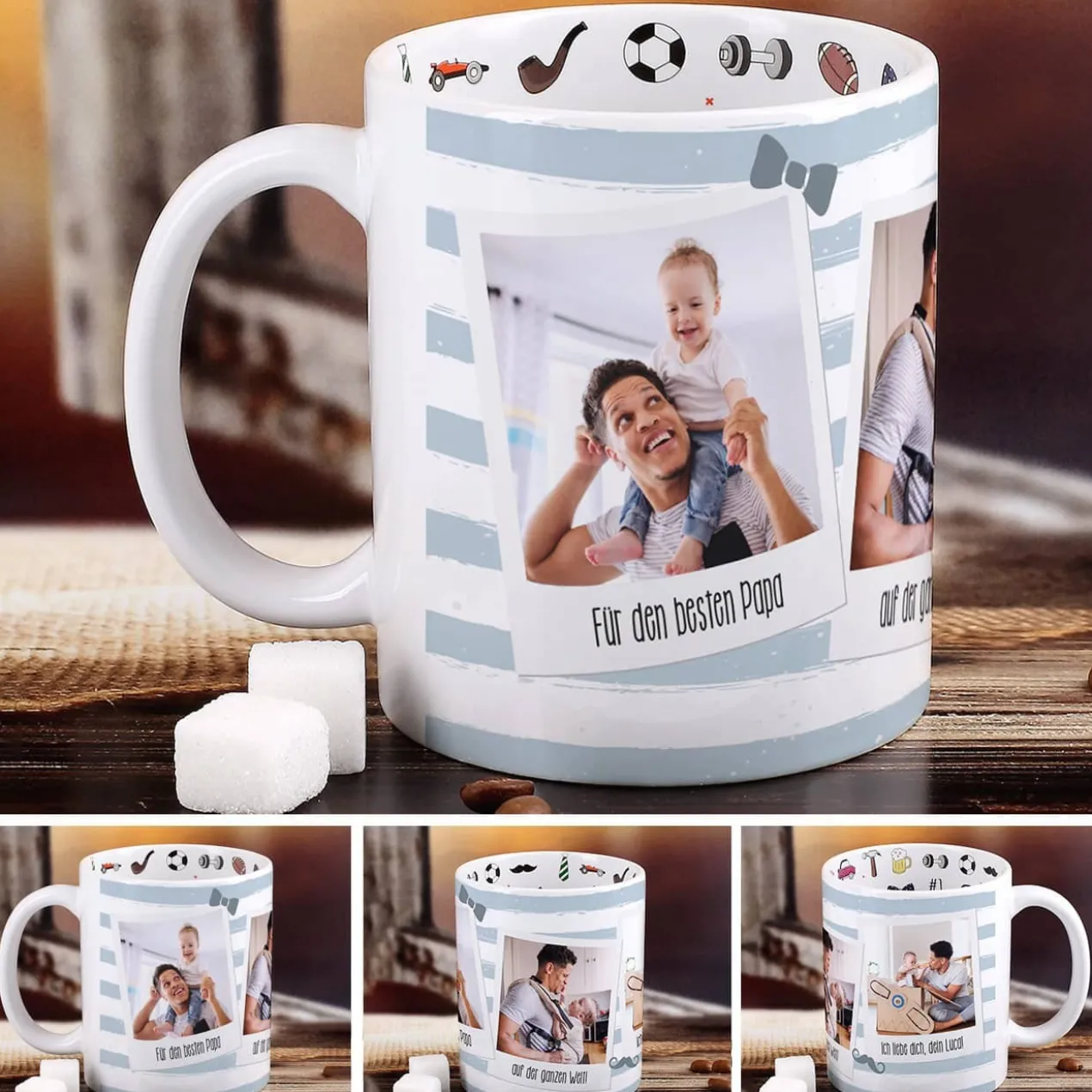 Polaroid Fototasse für den besten Papa der Welt - Innen und außen bedruckt
