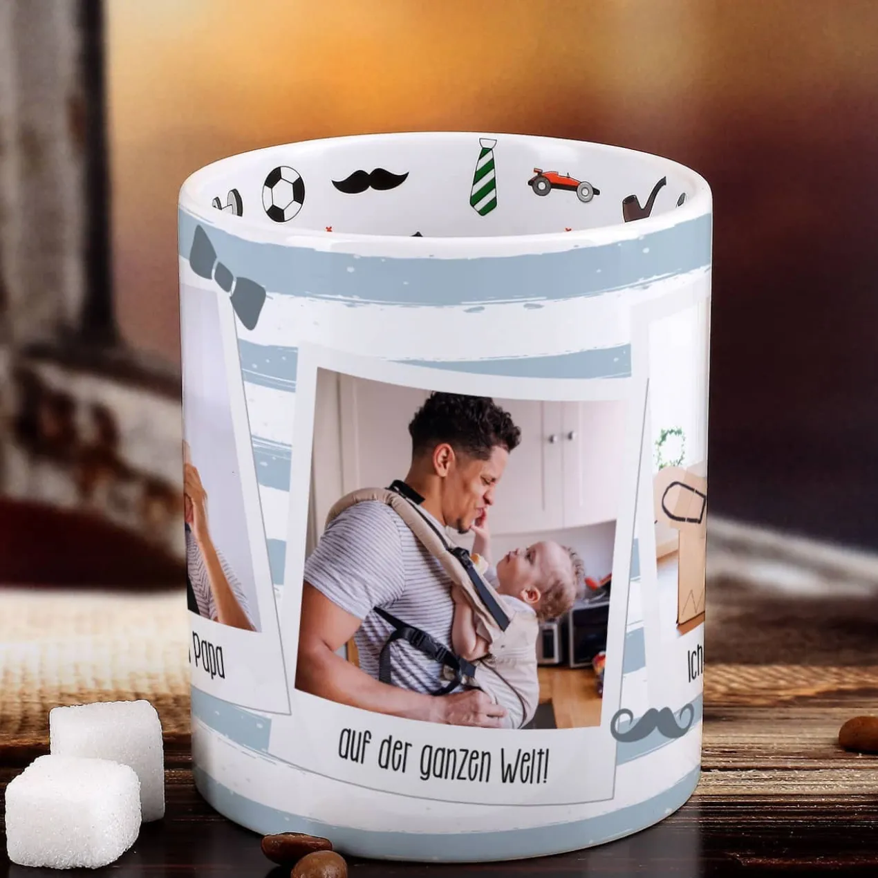 Polaroid Fototasse für den besten Papa der Welt - Innen und außen bedruckt