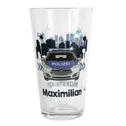 Polizei - Trinkglas mit Name für Kinder