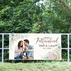 Polterabend Banner personalisiert mit Foto, Namen & Datum | Fotobanner Geschenk