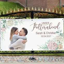 Polterabend Banner personalisiert mit Foto, Namen & Datum | Fotobanner Geschenk