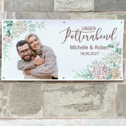 Polterabend Banner personalisiert mit Foto, Namen & Datum | Fotobanner Geschenk
