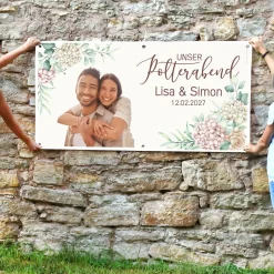 Polterabend Banner personalisiert mit Foto, Namen & Datum | Fotobanner Geschenk
