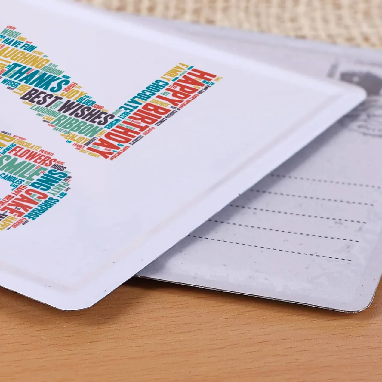 Postkarte aus Blech mit Name zum 70. Geburtstag