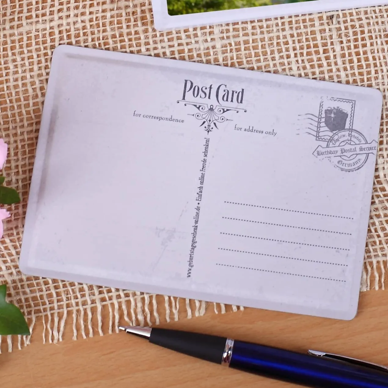 Postkarte aus Blech mit Name zum 70. Geburtstag