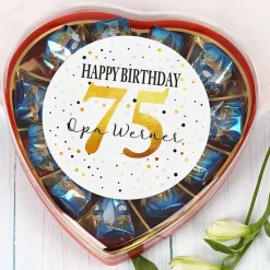 Pralinenherz zum Geburtstag mit Alter und Name