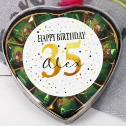 Pralinenherz zum Geburtstag mit Alter und Name