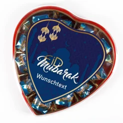 Pralinenherz zum Zuckerfest mit Wunschtext | Eid Mubarak Pralinen | 2 Sorten & Farbauswahl
