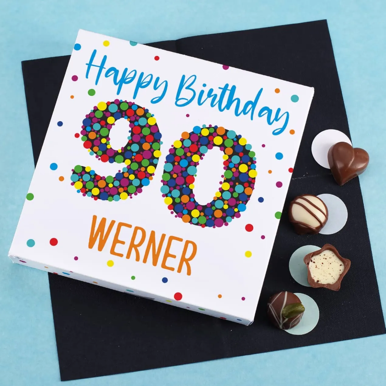 Pralinen zum 90. Geburtstag von Lindt mit Namensaufdruck