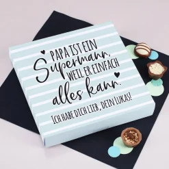 Pralinen zum Vatertag "Papa ist ein Supermann"