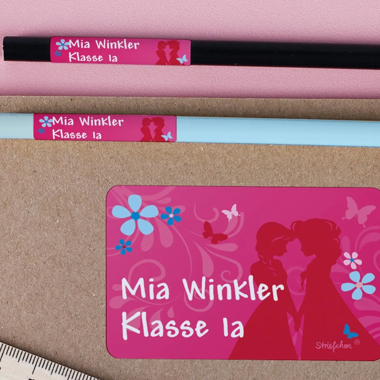 Prinzessinnen - Aufkleberset für die Schule, mit Name