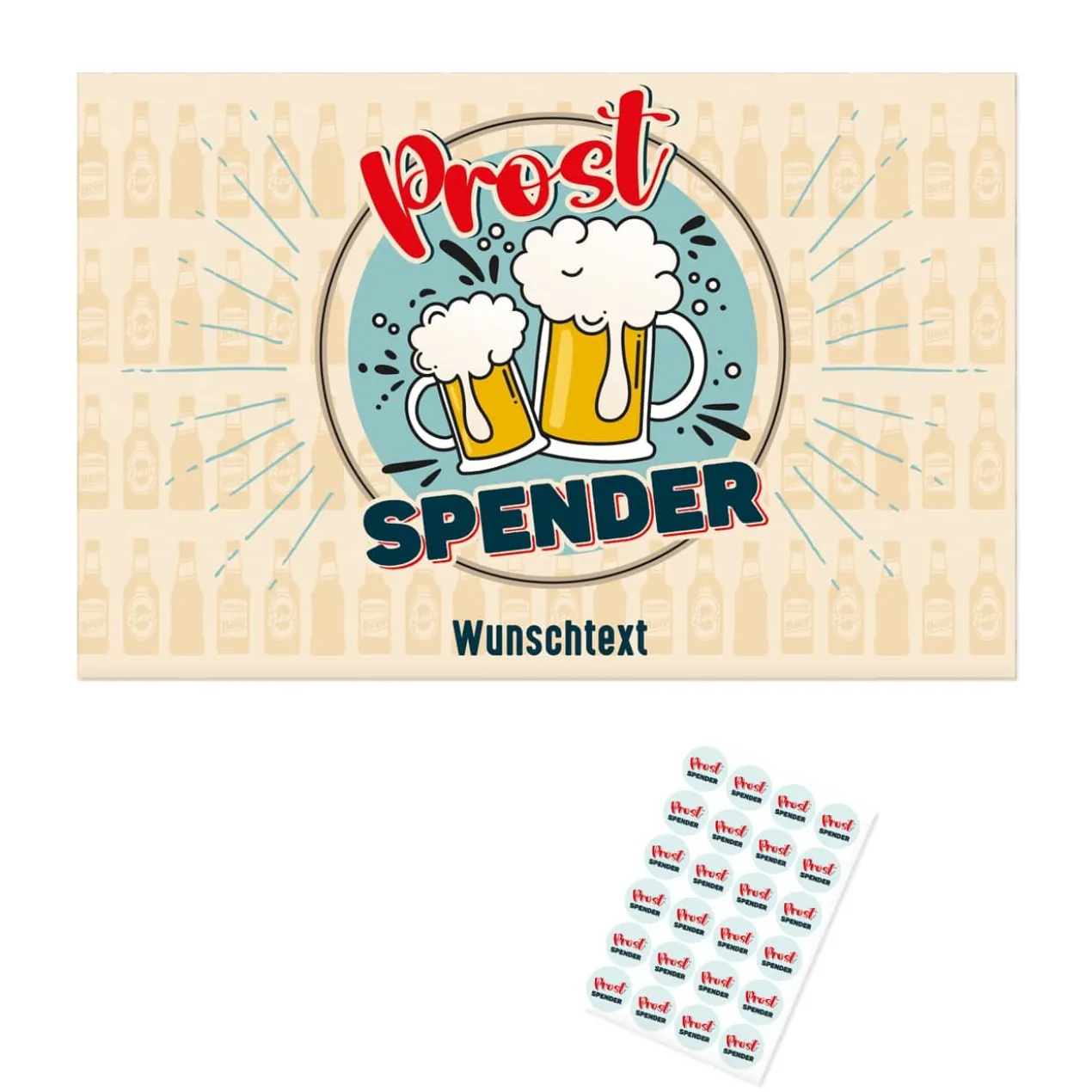Prostspender Bierbanderole mit Wunschtext und Aufkleber
