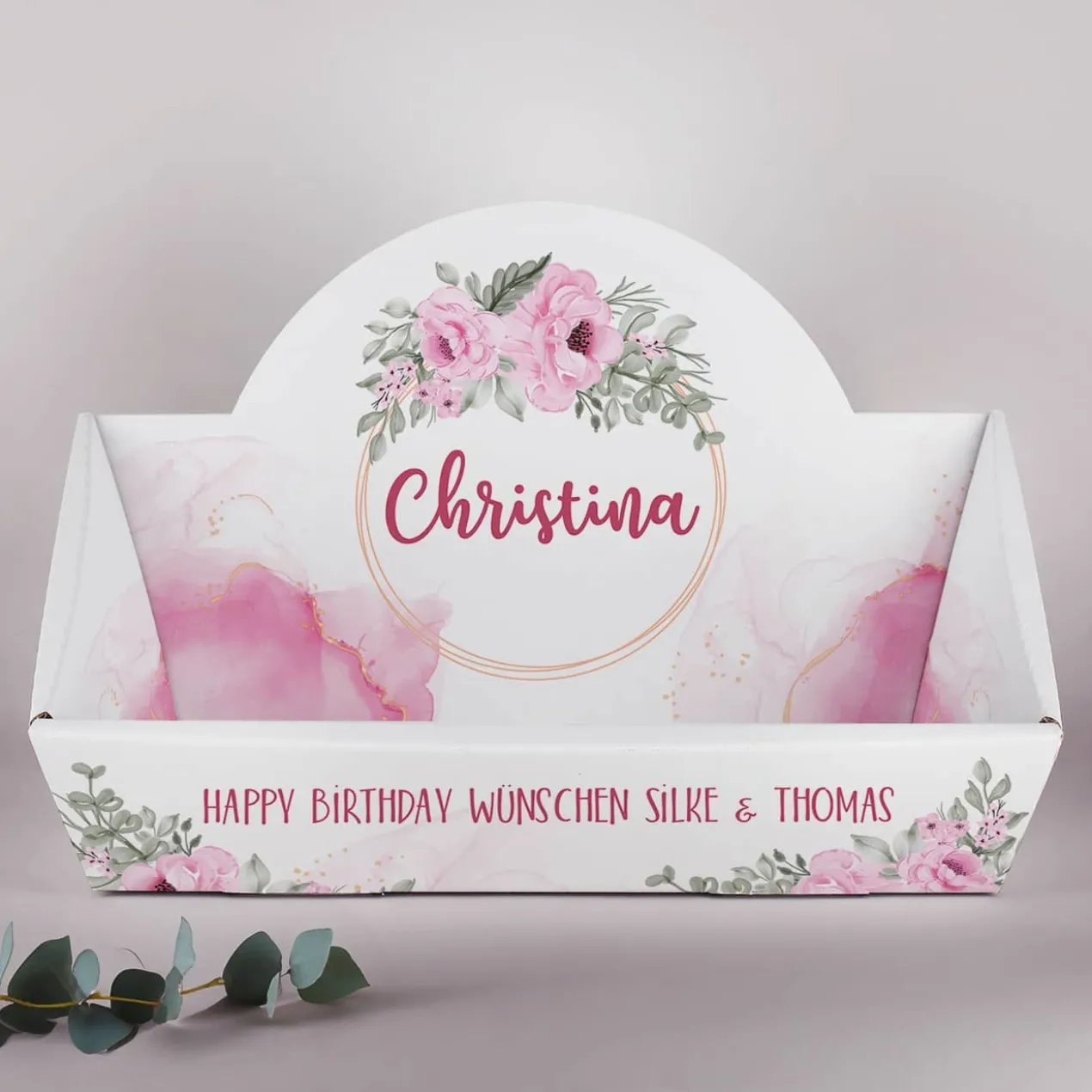 Präsentkorb mit floralem Motiv - perfekt für Geschenksets