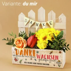 Präsentkorb mit Zaun als Dankeschön für Erzieherinnen & Lehrer | Holz Geschenkkorb