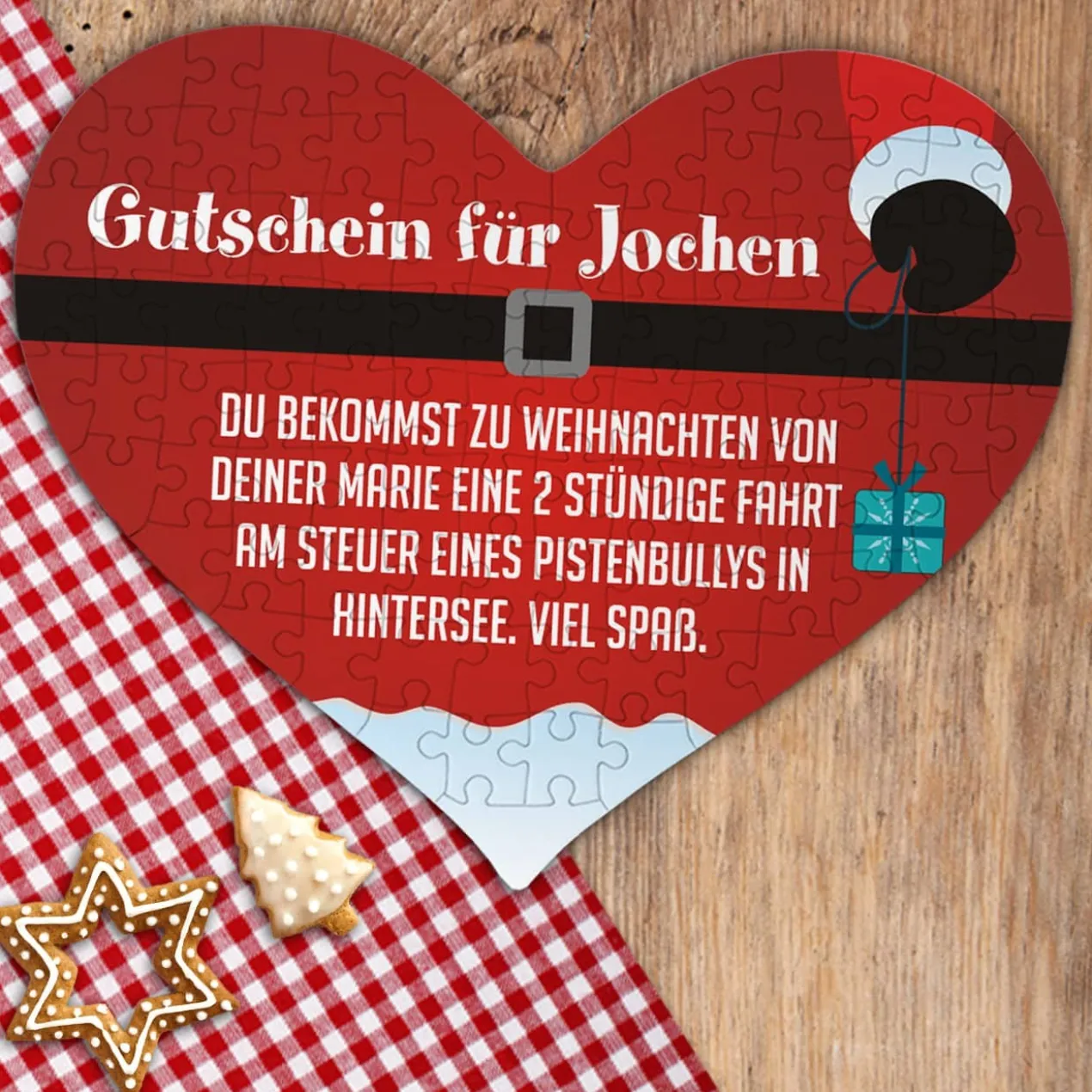 Puzzle-Gutschein als Weihnachtsgeschenk mit Ihrem Wunschtext