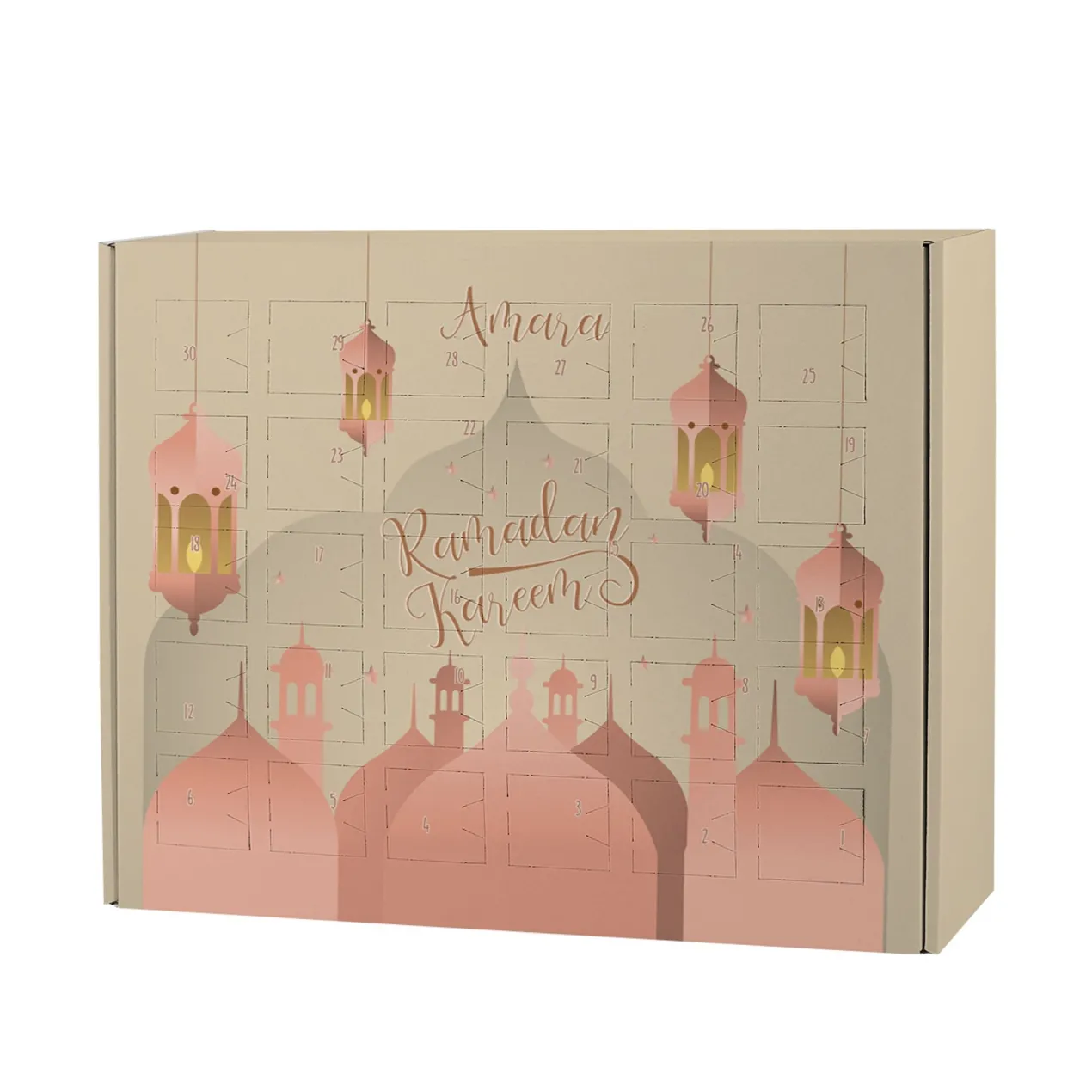 Ramadan Kalender für Mädchen mit Name zum selbst Befüllen | Türme und Laternen