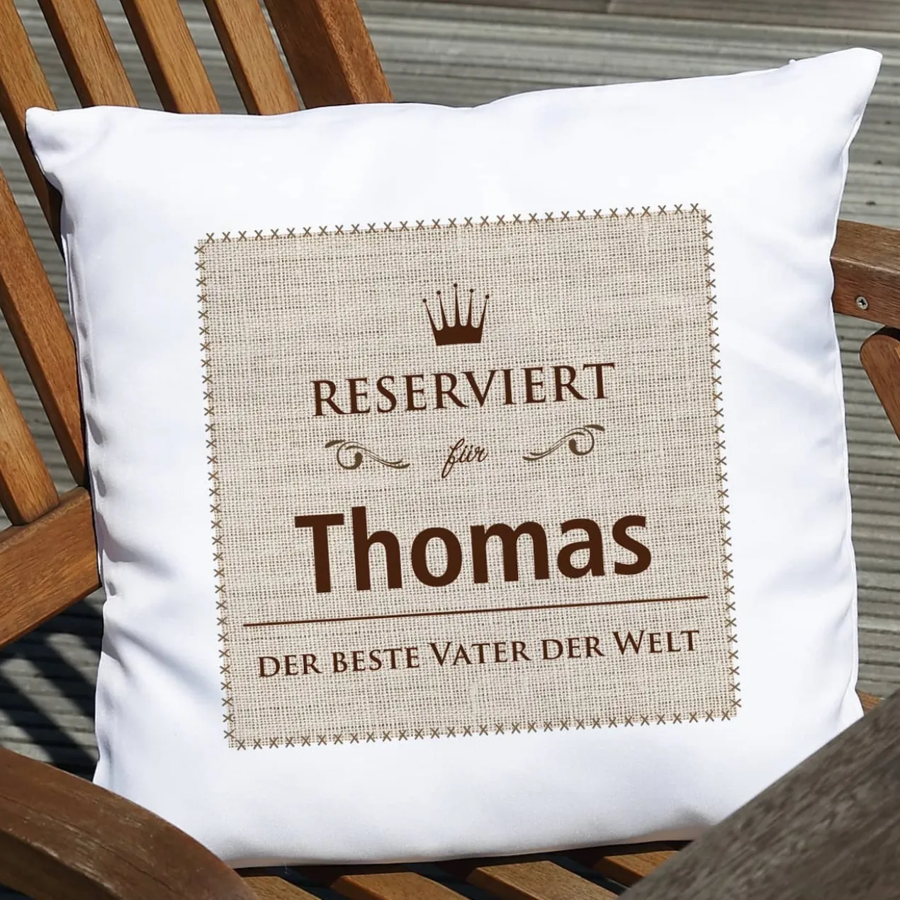 Reserviert-Kissen mit Name und Wunschtext