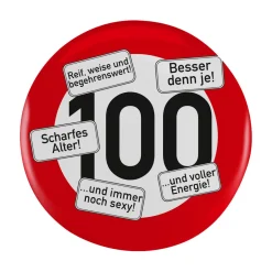 Riesen Button Verkehrsschild 18 bis 100