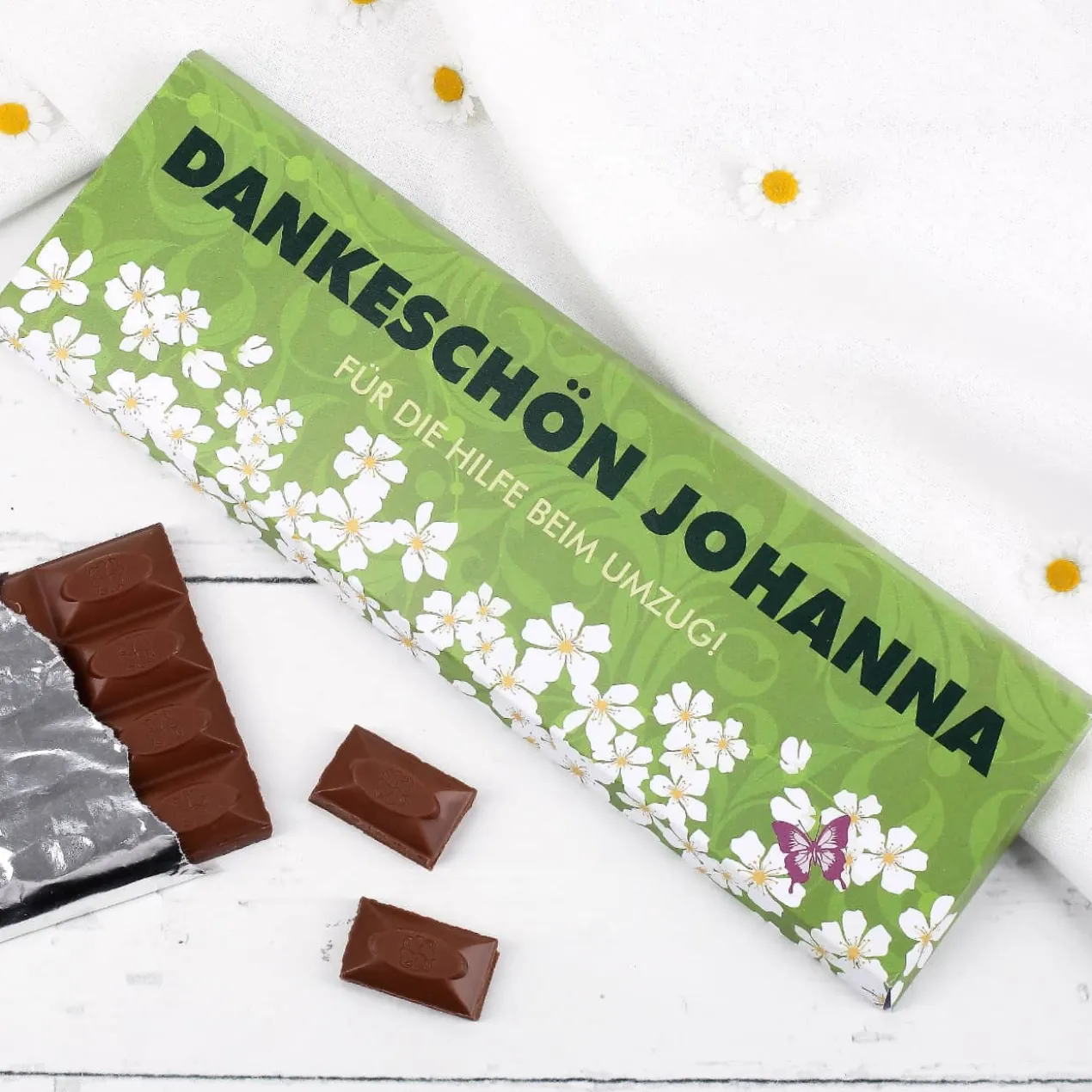 Riesige Danke-Schokolade mit persönlichem Text