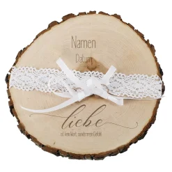 Ringkissen Baumscheibe - Liebe ist kein Wort, sondern ein Gefühl - mit Namen und Datum graviert