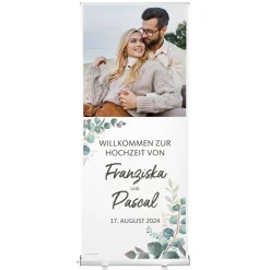 Roll-Up Banner - Eukalyptus - Hochzeitsaufsteller mit Ihrem Wunschfoto