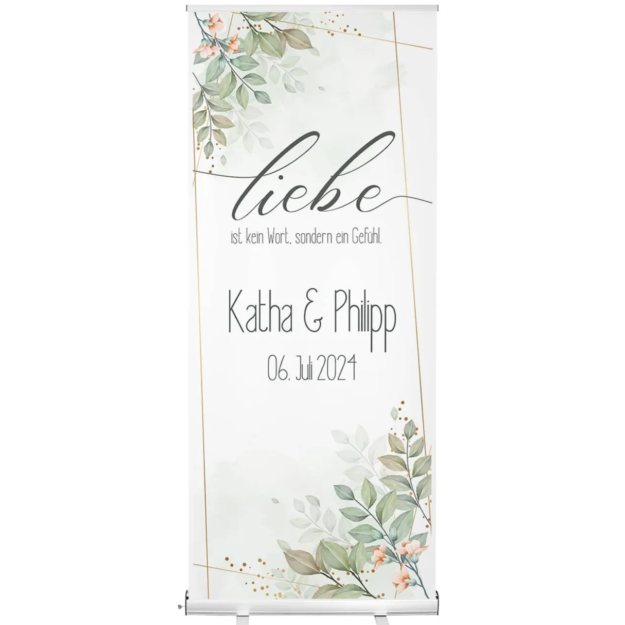 Roll-Up Banner - Liebe ist kein Wort - als WIllkommensschild zur Hochzeit