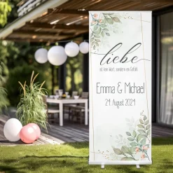 Roll-Up Banner - Liebe ist kein Wort - als WIllkommensschild zur Hochzeit