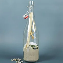 Romantische Flaschenpost mit maritimen Aufkleber und Ihren Wunschnamen