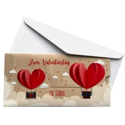 Romantischer Gutschein zum Valentinstag, Hochzeitstag und mehr - Ziehkarte mit Ihrem Text & Herzen