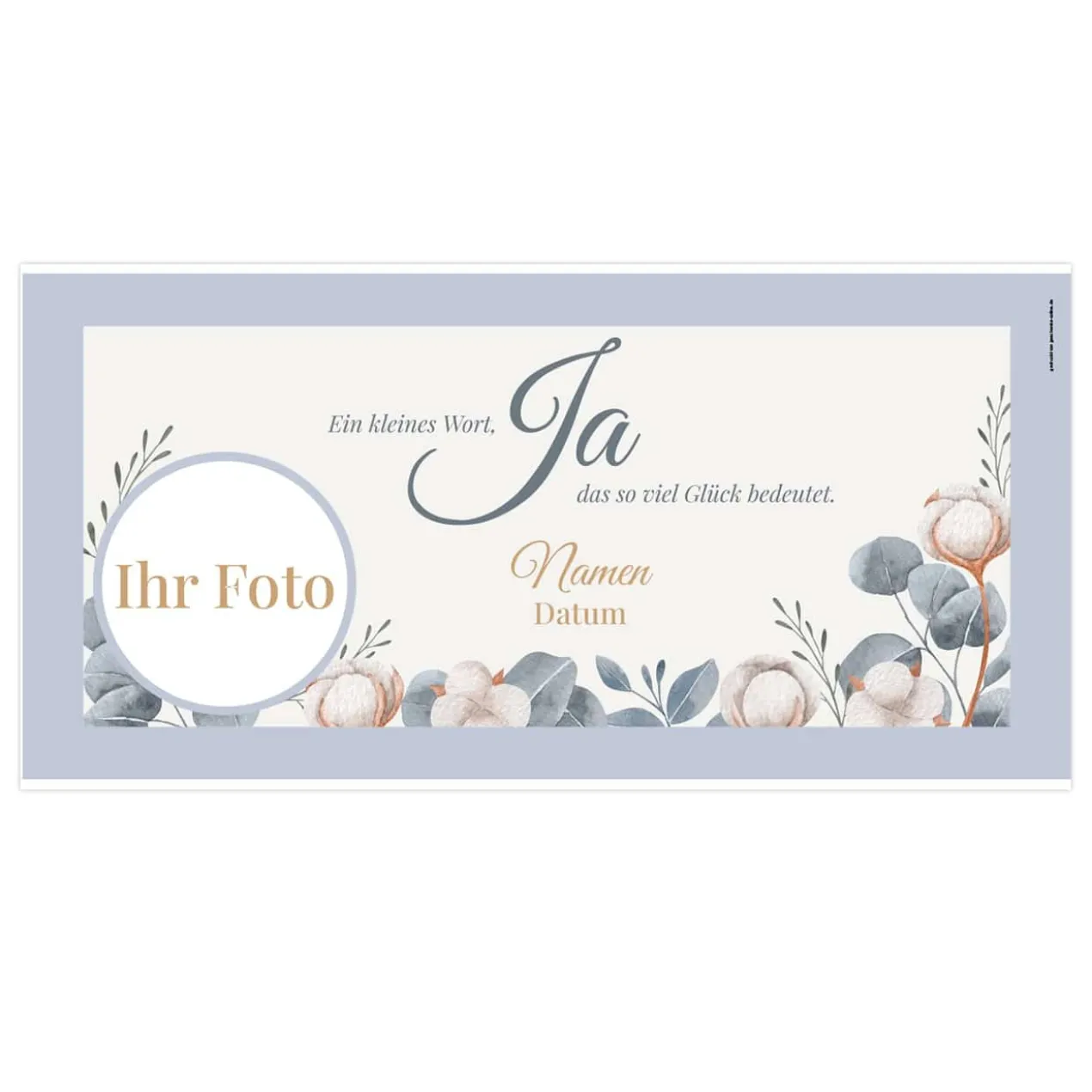 Romantisches Foto Hochzeitsbanner "JA - Ein kleines Wort, das so viel Glück bedeutet" mit Namen und