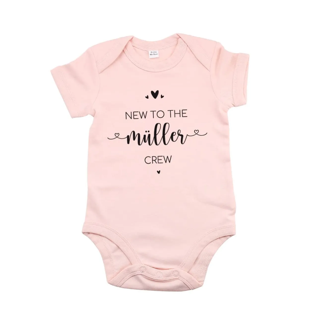 Rosa Babybody -New to the Crew- persönlich bedruckt