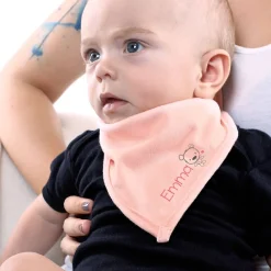 Rosa Halstuch für Babys mit Namensaufdruck