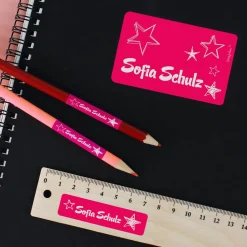 Rosa Star - Aufkleber-Set mit Name