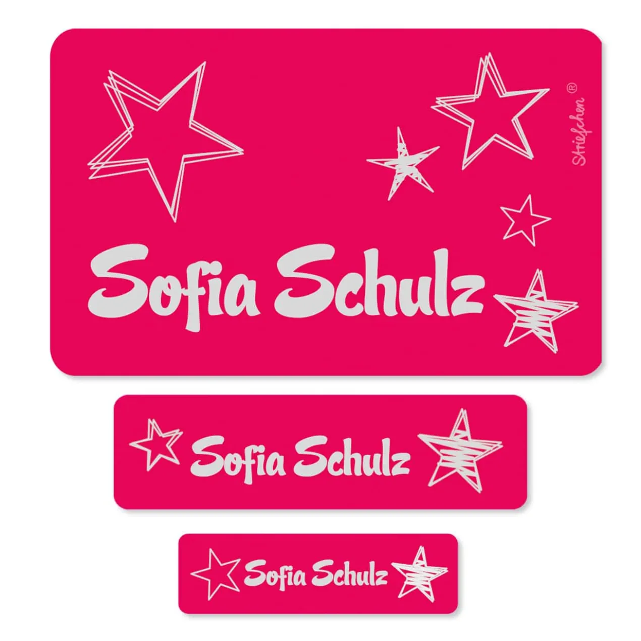 Rosa Star - Aufkleber-Set mit Name